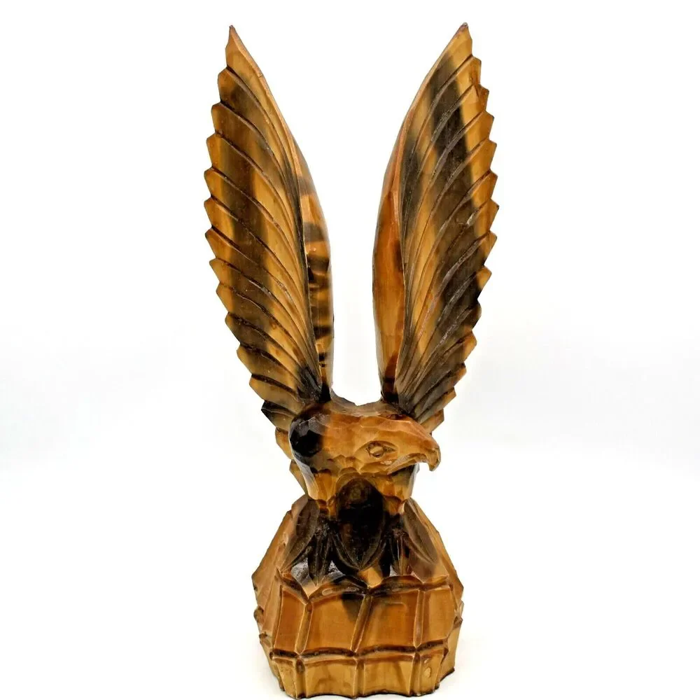 Hand Carved Russian Eagle of Glory Statue Wood Figurine 12 inches Vintage USSR